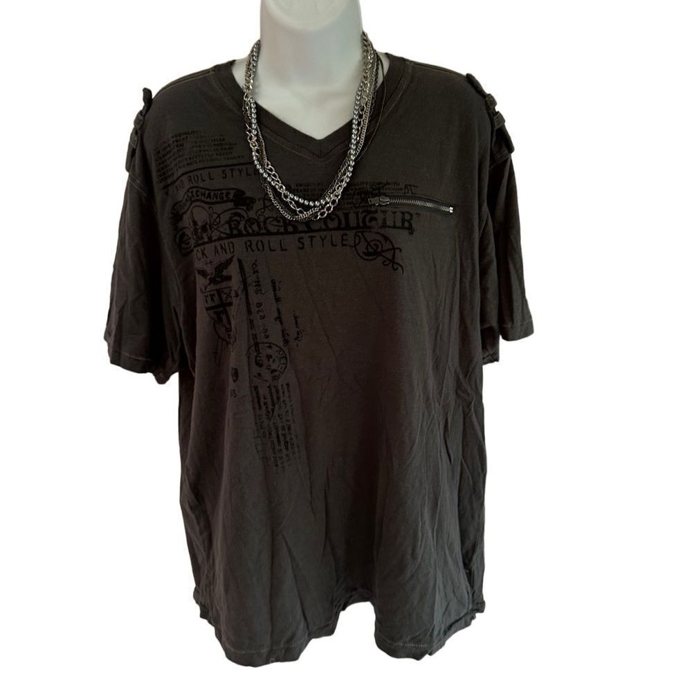 Point Zero Black Distressed Graphic T-Shirt Edgy Grunge Style Women’s Size XL